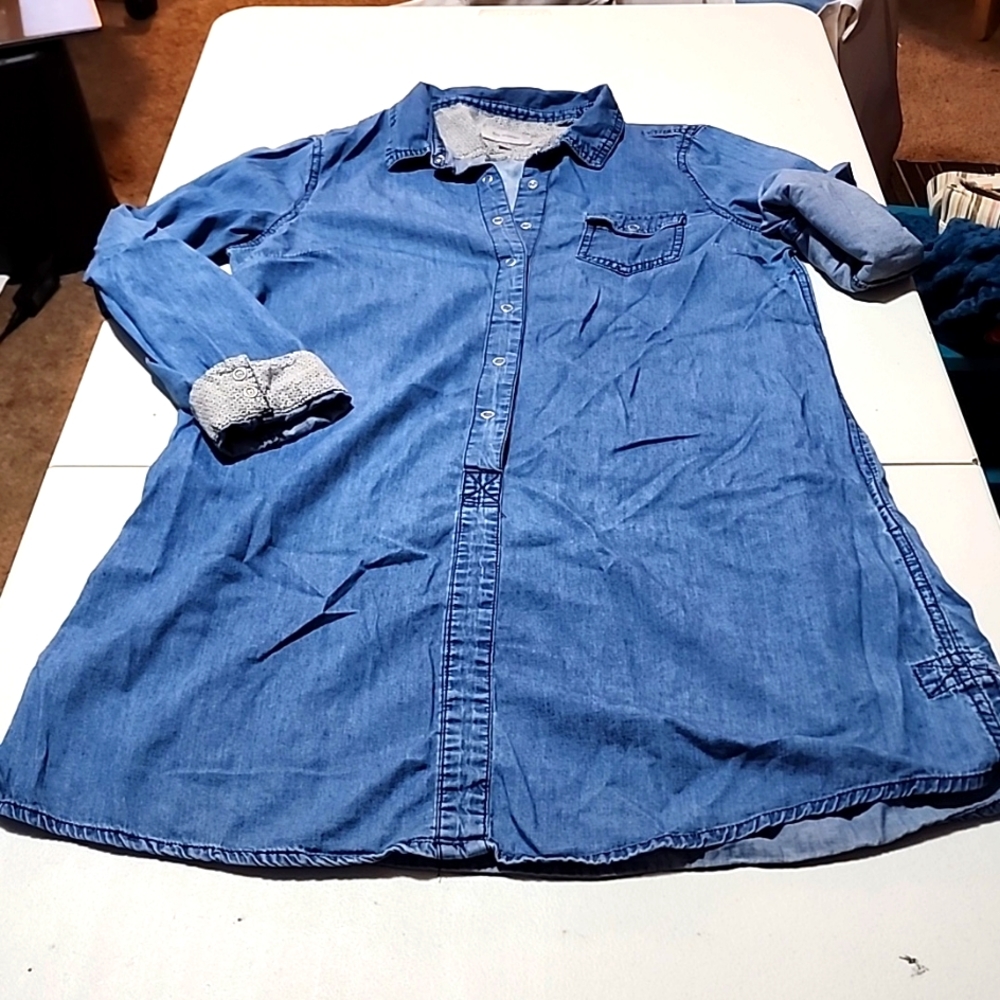 Chambray 3/4 snap front tunic
